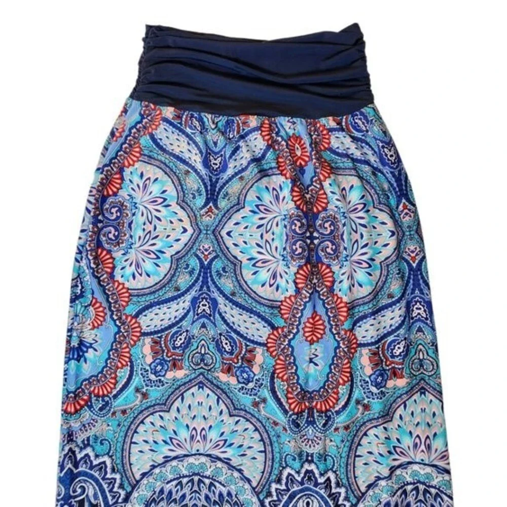 Apt 9 blue paisley floral stretchy maxi skirt sz L